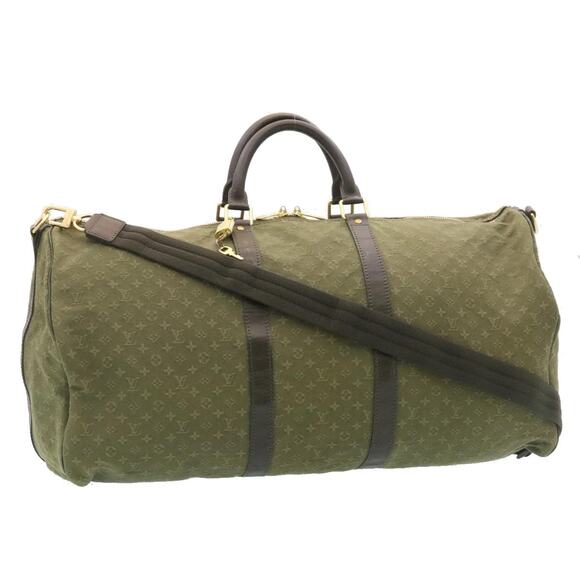 LOUIS VUITTON Monogram Mini Keepall Bandouliere55 Boston Bag Khaki - Picture 1 of 16